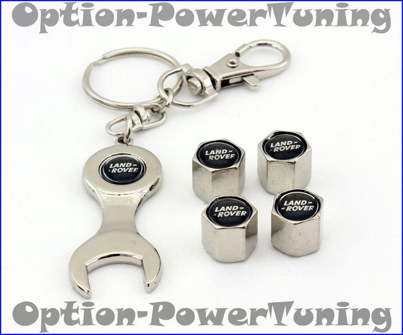 Land rover logo tire wheel valve cap stems & keychain black new