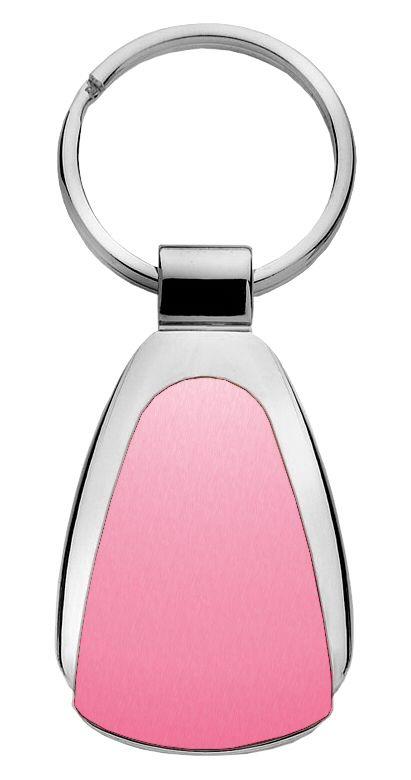 Plain simple pink tear drop metal key chain ring tag key fob logo lanyard