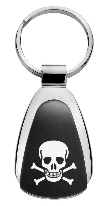 Skull black tear drop metal keychain car ring tag key fob logo lanyard