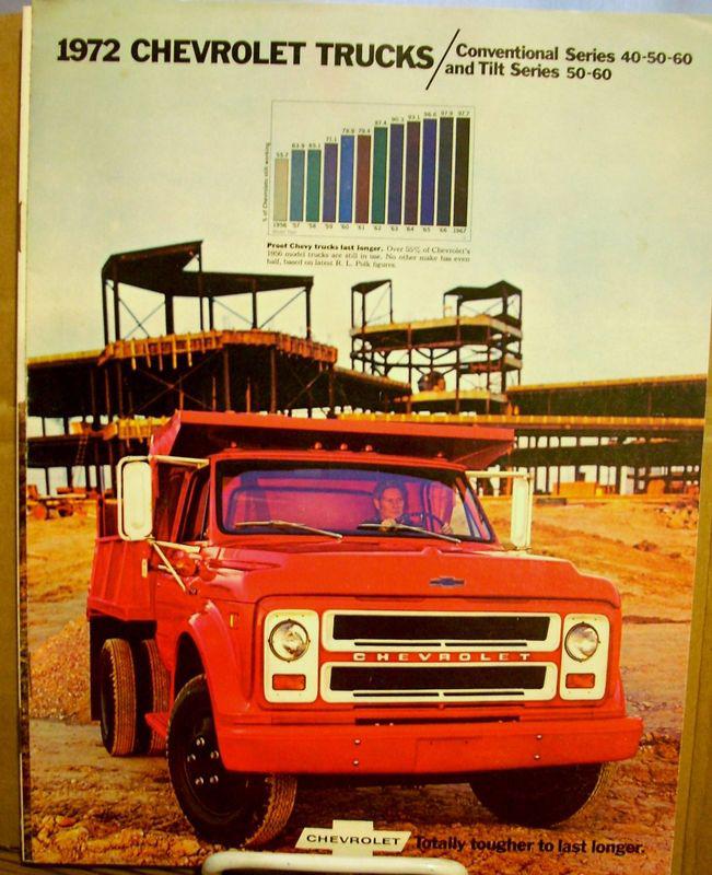 Nos 1972 chevrolet  40 50 60 conventional & tilt truck dealership sales brochure