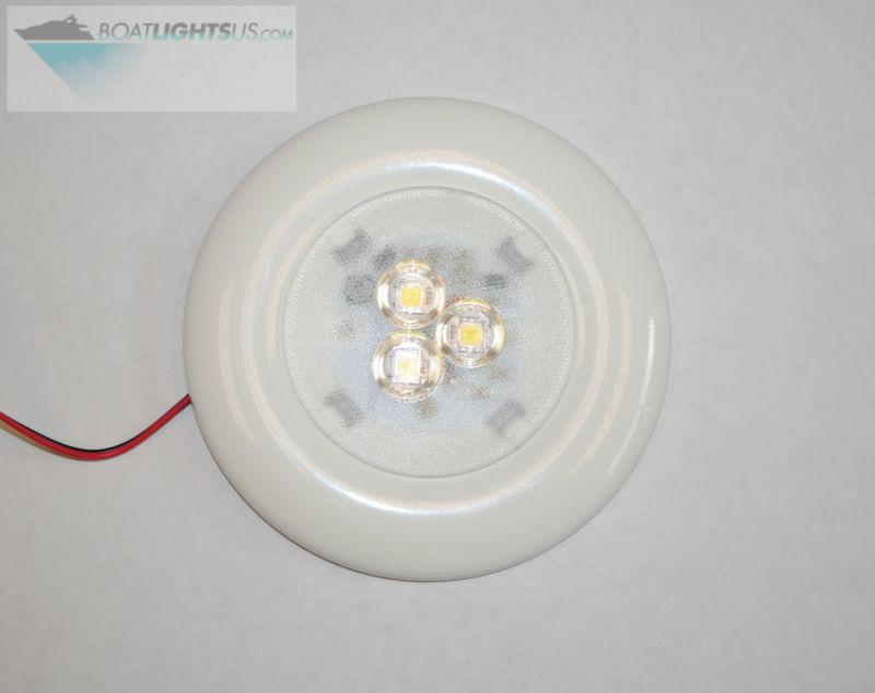 3-led lighting puck 12 volt, aluminum housing, marine, rv, bright white