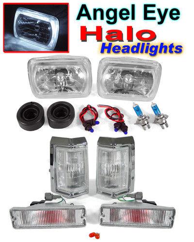 1988 1989 nissan pickup truck angel halo clear headlights + chrome corner lights