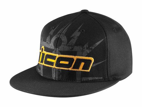 New icon lightning flatbill adult cotton hat/cap, black, small/medium