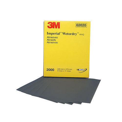 3m 2000 grit wet or dry black abrasive sandpaper 9" x 11" sheet 50 in a box 2020