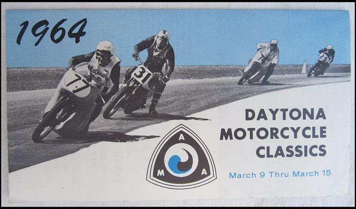 1964 daytona motorcycle classics racing brochure fold out schedule histroy ama