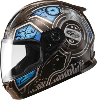 Gmax gm49y full face helmet dj black/blue yl g7492212 tc-2