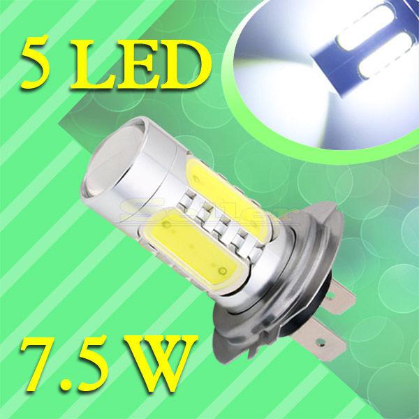 H7 high power 7.5w 5led pure white fog head tail driving car light bulb lamp