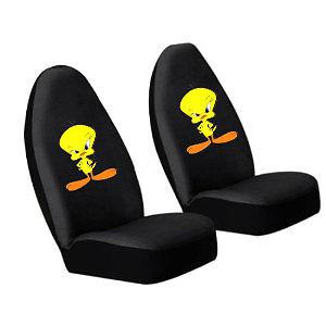 2 piece looney tunes cartoon tweety bird front black high back car seat covers