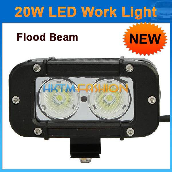 2000lm 20w 2 cree led flood beam work light offroad jeep 4wd 4x4 driving lamp 