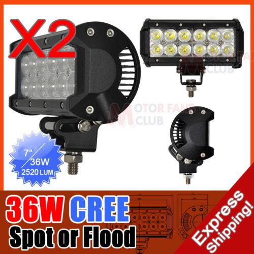 2x 7inch 36w cree led work light bar lamp 2520lm atv spot flood beam 54w/72w/90w