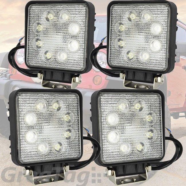 X4 high power 6000k xenon white square led work light 24w 1800lm jeep 4wd boats
