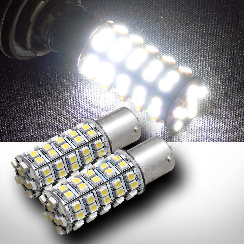 2pc white 1156 ba15s 68x smd led backup/reverse light lamp bulbs 7506 7507 7527