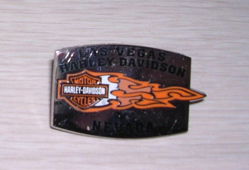 Harley-davidson pin 2006-las vegas nevada hd-shield w/flames-chrome/2 lock-studs