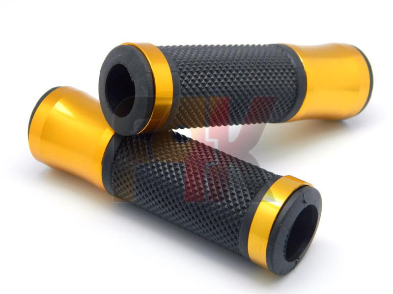 Golden motorcycle racing aluminum 7/8" 22mm handlebar rubber gel hand grips