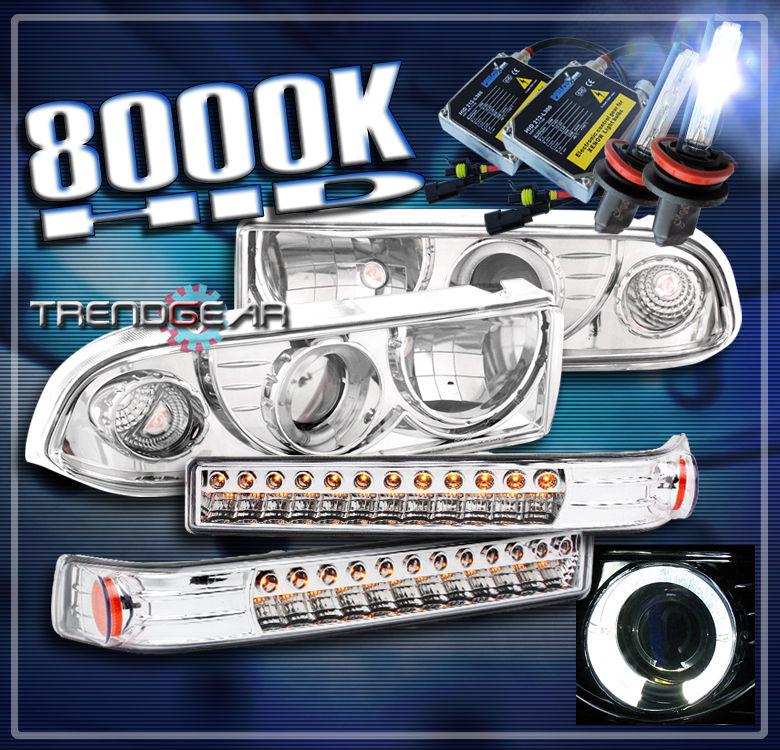 98-04 chevy blazer s10 halo projector headlight+led bumper+8000k hid 00 01 02 03