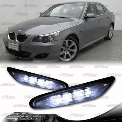 2003-2009 bmw e60 5-series smoked lens white led side marker light lamps