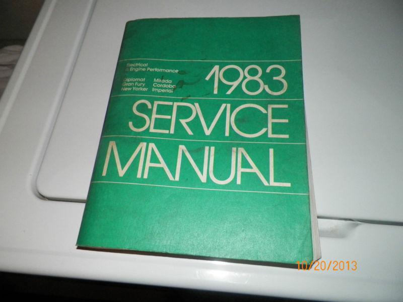 1983 electrical and engine performance dodge factory service manual