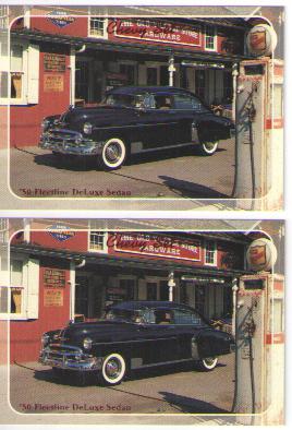 1950 chevy fleetline deluxe baseball card sized cards - lot of 2 - must see !!