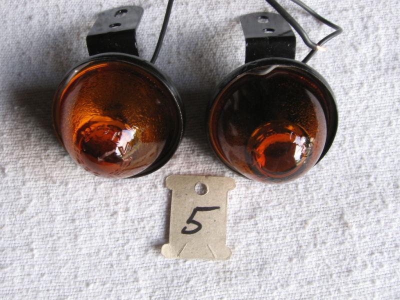 2 amber glass  cone shape clearance lights or accessory  lights