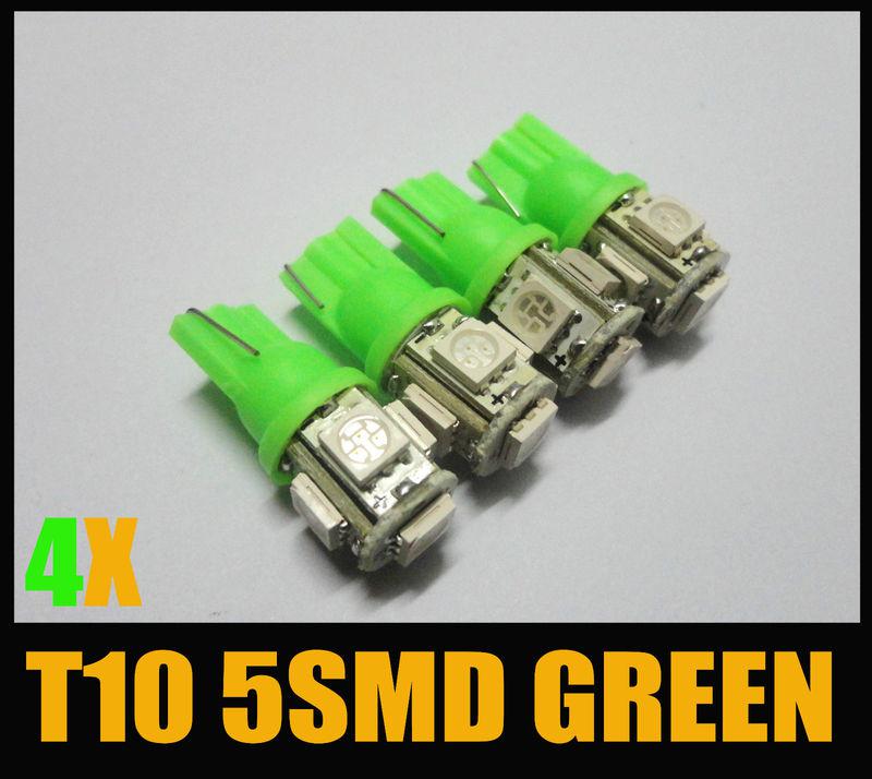 4x t10 916 168 906 904 901 194 158 green 5-smd led vehicle dome light bulb #hf10