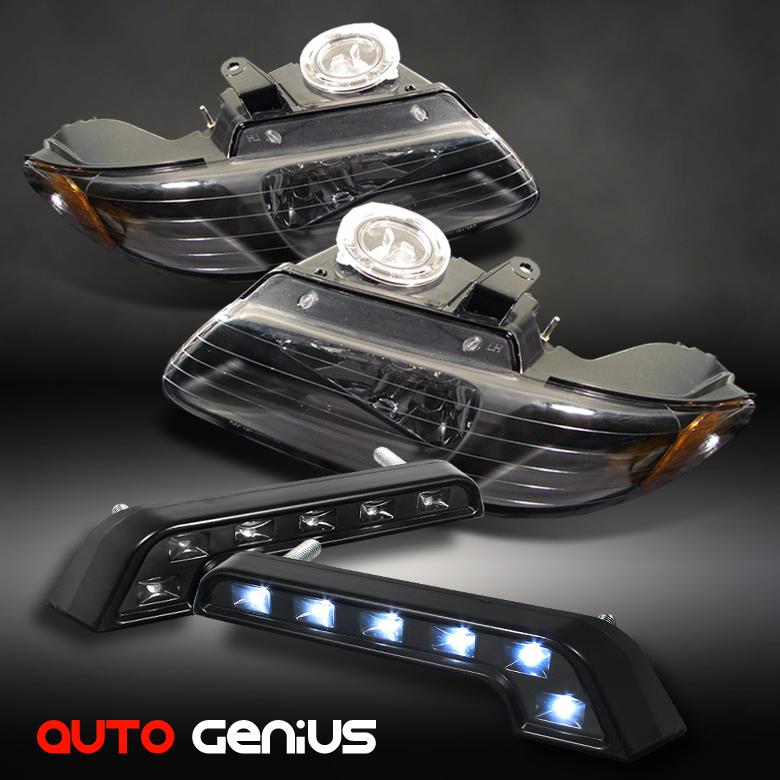 96-00 caravan/voyager, 96-97 town & country black headlights + drl led lights