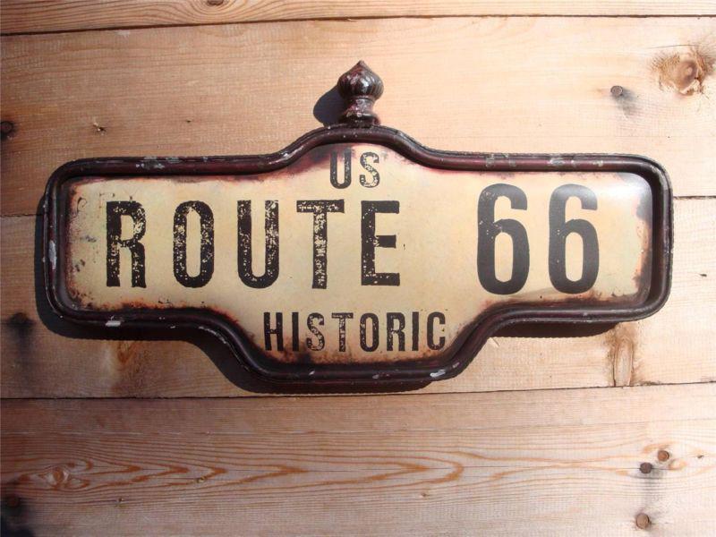 Us route 66 historic street vintage weathered highway sign chevy ford harley