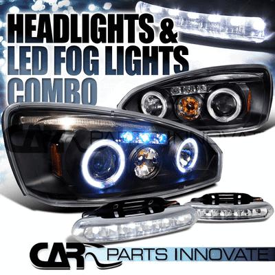 04-07 chevy malibu black dual halo projector headlights+6-led fog lamps