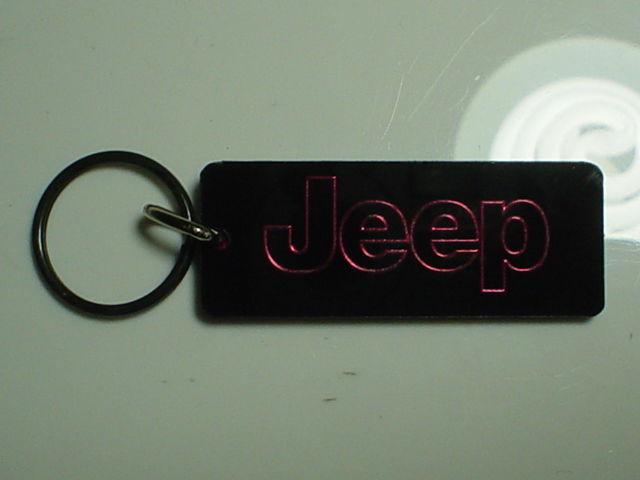 Jeep key chain fob black/red chrome rubicon laredo wrangler liberty cherokee