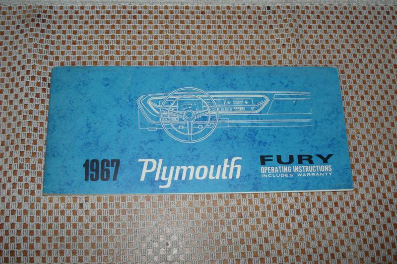 1967 plymouth fury owners manual original glovebox book