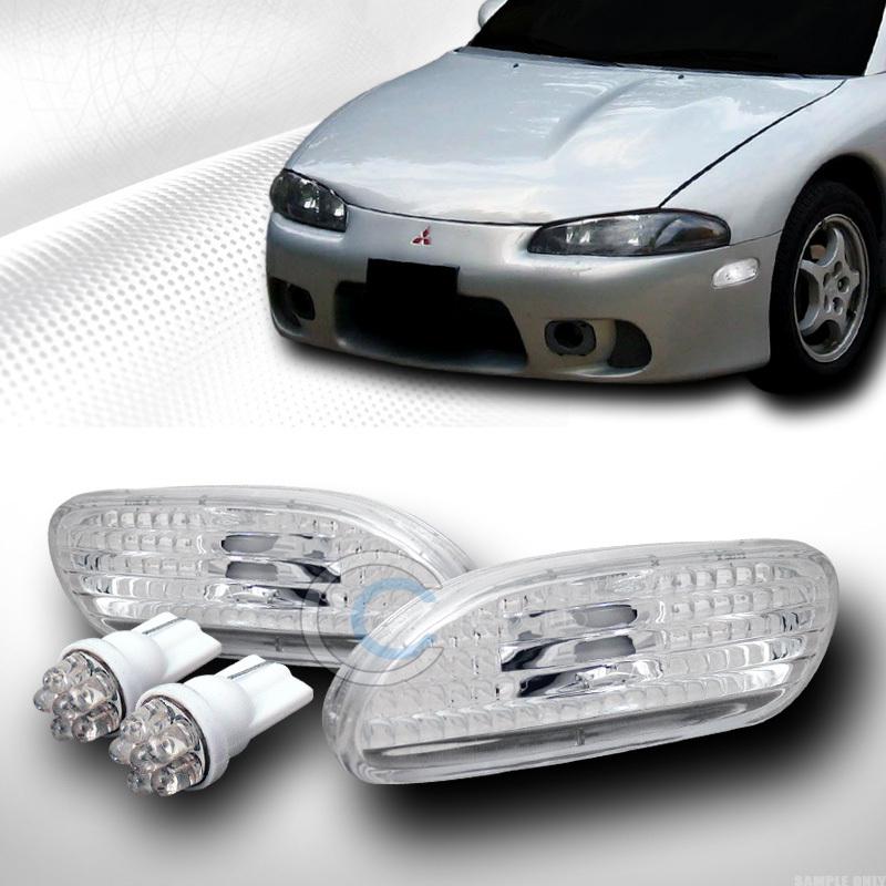 Depo clear lens parking side marker bumper lights+led bulbs 95-99 eclipse/talon