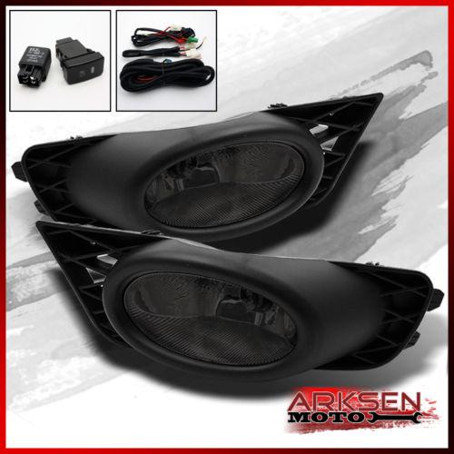 09-11 civic 4 door smoked front bumper fog lights driving lamp smoke pair set