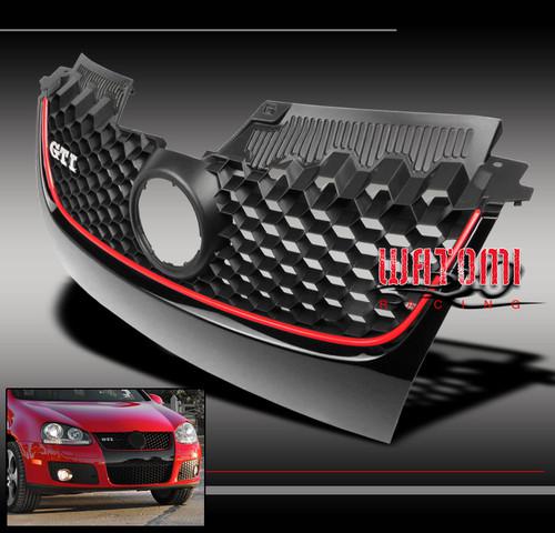 06-09 vw gti gli jetta mk5 front main hex mesh center grille badgeless red trim