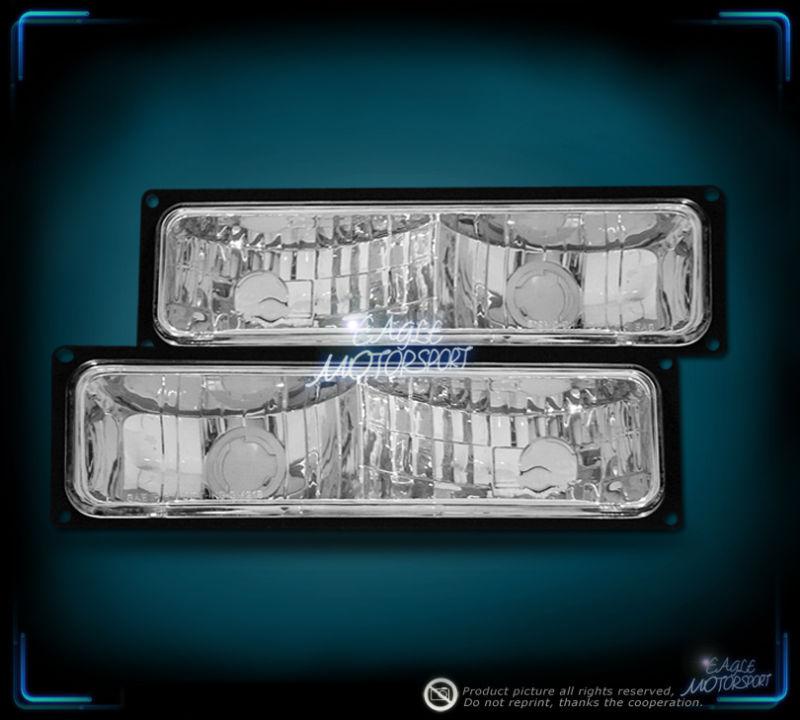 1988-1998 chevy/gmc c10 full size euro black blk trim bumper lights signal lamps