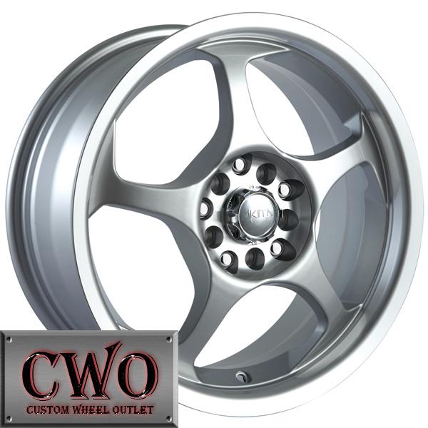 17 silver akita ak90 wheels rims 4x100/4x114.3 4 lug civic integra cobalt accord