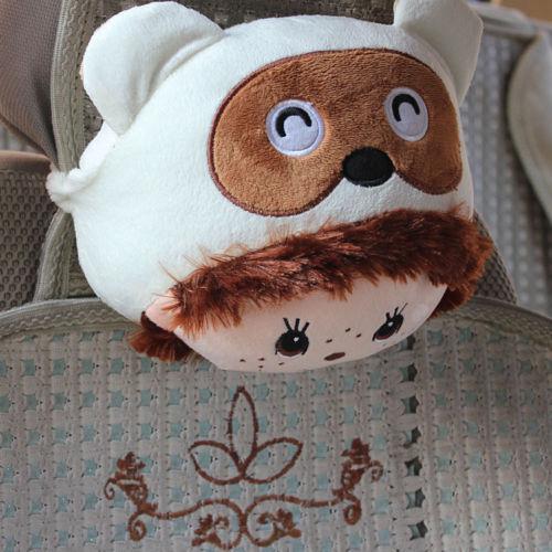 2 pc new coon cute plush auto car seat headrest pillows cushion