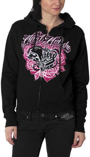 New msr metal mulisha in step womens fleece hoody/sweatshirt, black, med/md