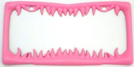 Sharks tooth die cast pink painted license plate frame