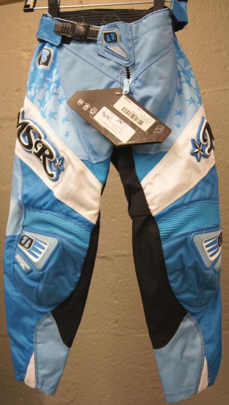 Nwt msr mx starlet motocross racing riding race pants youth size ~ 22 light blue