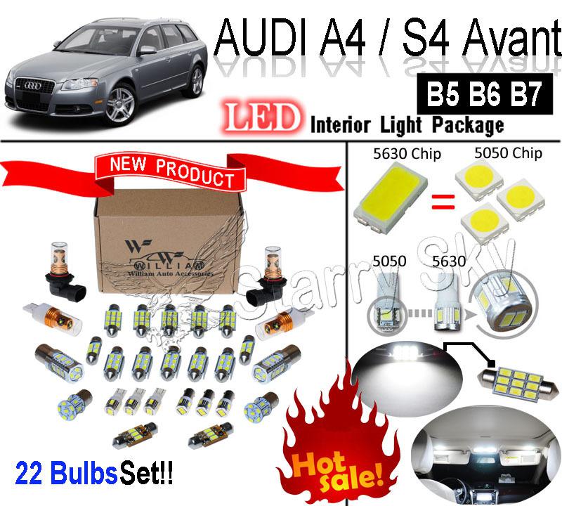 22 bulbs super white 5630 led interior light kit for audi b5 b6 b7 a4 s4 avant