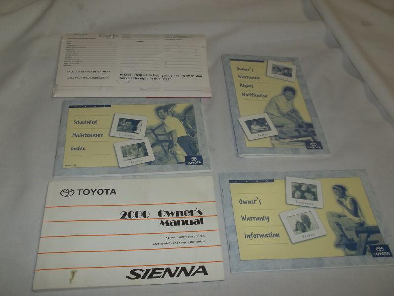 2000 toyota sienna owner' manual 6/pc set & white cardboard dealer case.free s/h