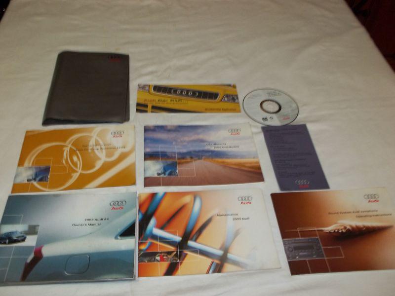 2003 audi a4 owner manual 8/pc.set + cd-rom & silver audi factory case. free s/h