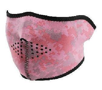 2 in 1 reversible motorcycle biker, skiing neoprene half face mask - pink camo