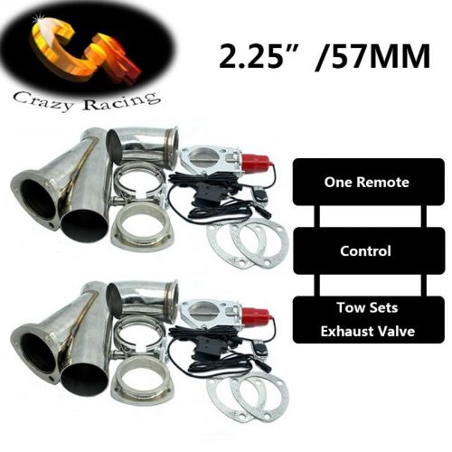 2×2.25&#034; electric exhaust cutout y-pipe racing exhaust valve system kit+ remote