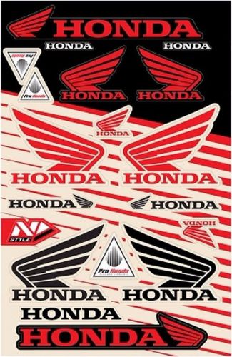 Honda v.6 sticker kit 9&#034;x15&#034; mx dirtbike vinyl honda decal universal red