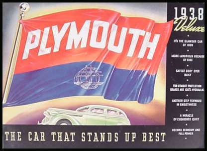 1938 plymouth deluxe original color brochure, xlnt 38