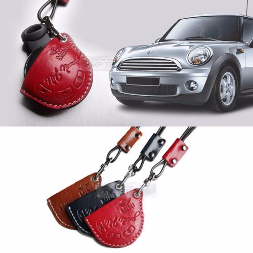 Premium accessory natural leather cowhide smart key cover case for bmw mini