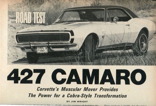 1967  chevrolet camaro ss 427 v8 4 pg road test article chevy