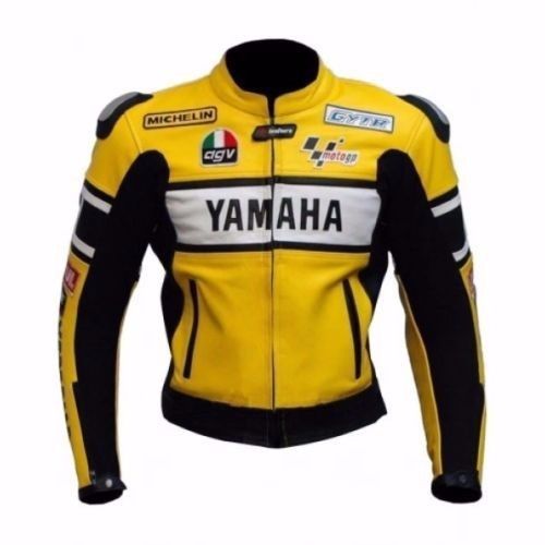 Yamaha yellow motorcycle biker leather jacket men&#039;s jacket : all size available