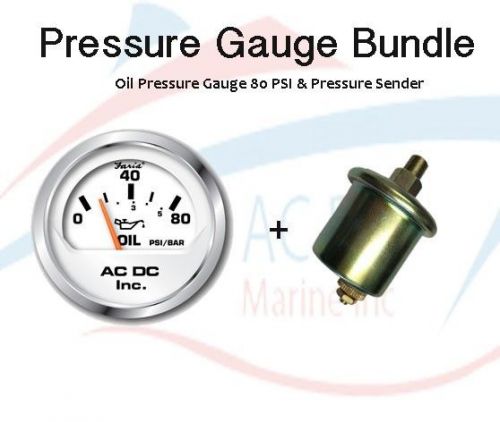 Boat oil pressure gauge 0-80 psi + oil pressure sender 80 psi, marine grade kit