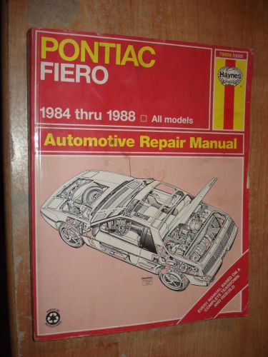 1984-1988 pontiac fiero service manual shop book haynes repair 87 86 85